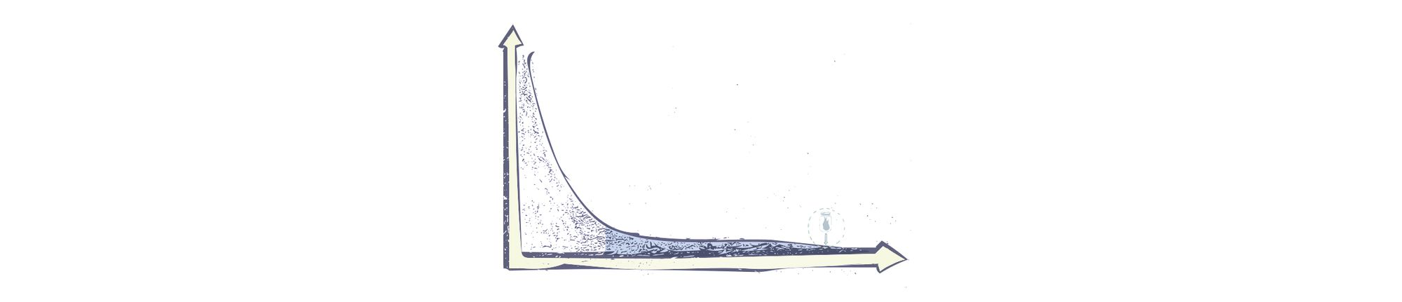 Drawing of a long-tail statistical distribution