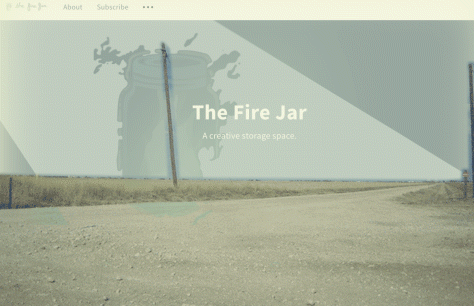 Animated GIF of tumbleweed rolling in front of The Fire Jar logo