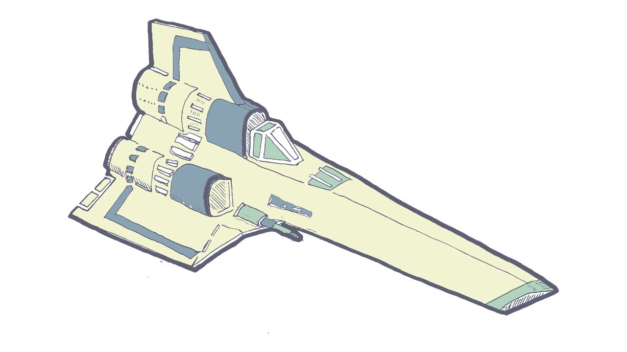 drawing of a Colonial Viper ship